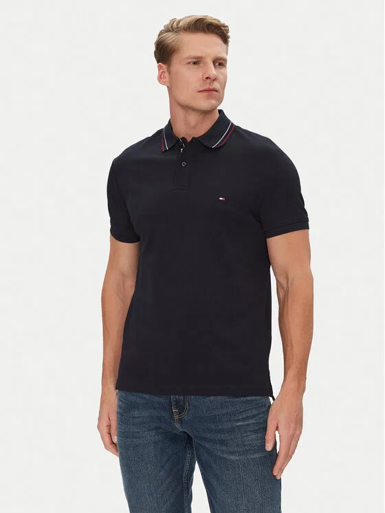 Поло regular fit Placket Interest Tommy Hilfiger, темно-синий
