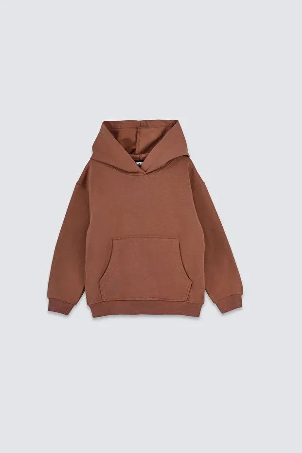 Детские свитшот с капюшоном с принтом Basics Zuzunga, Brown