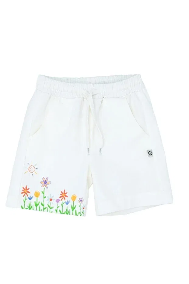 Детские шорты для девочек хлопковые Organic canvas white spring girl shorts Ozmoz By Mukadder Özden, White — фото 2