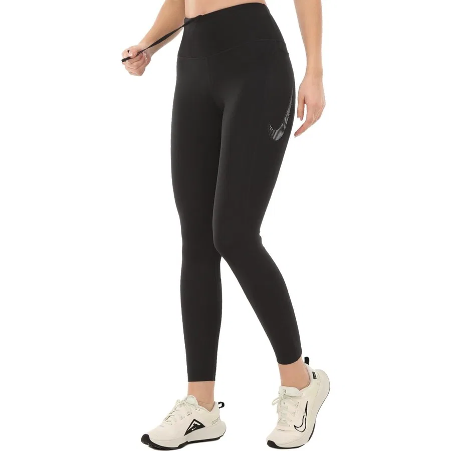 Женские спортивные леггинсы с карманами Dri Fit Fast Mid Rise 7/8 Tight Hbr Nike, Черный