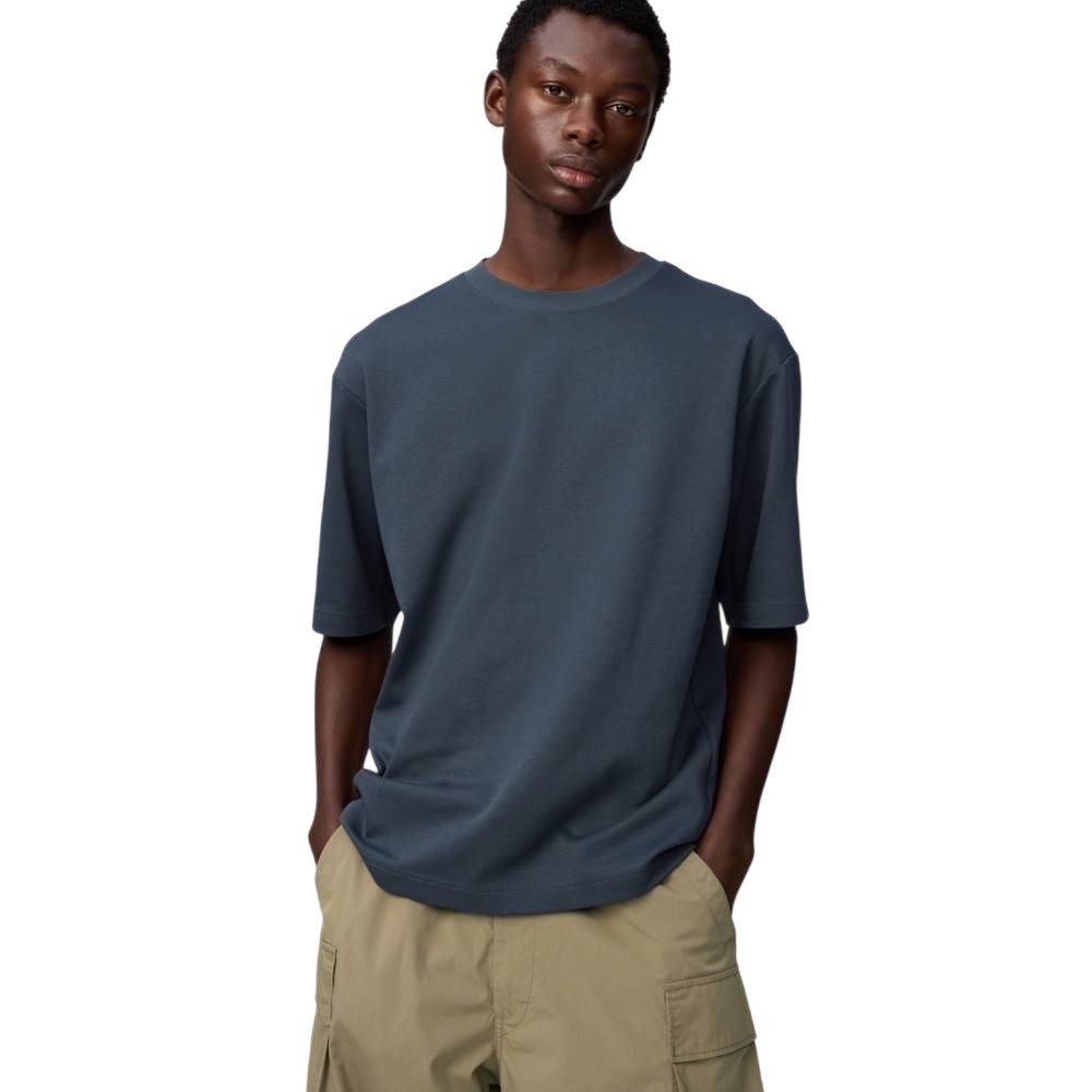 Футболка Uniqlo AIRism Cotton Oversized Crew Neck, 69 темно-синий