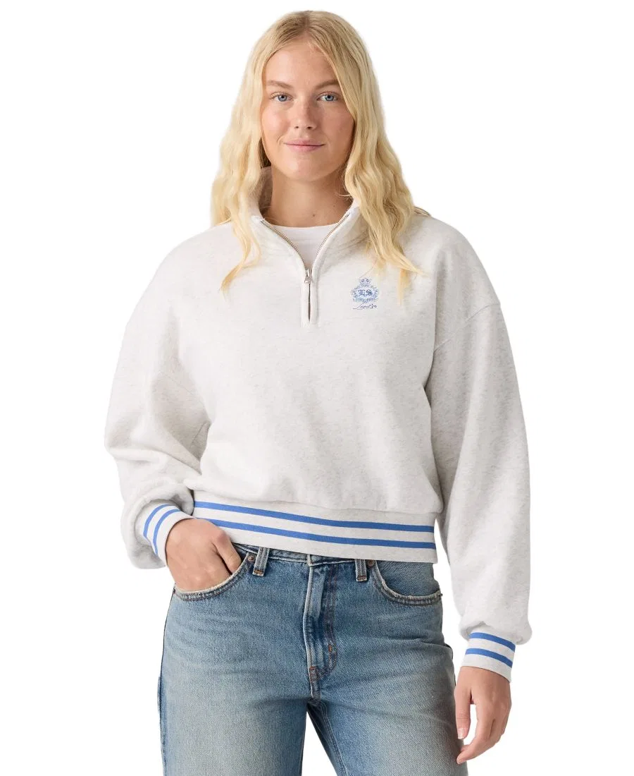 Свитшот женский с четверть-молнией Cotton-Blend Everyday Sweatshirt Levi's, Double Chest Crest Orbit Heather Gray — фото 2
