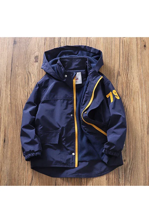 Детское зимнее пальто для девочек с вышивкой Melisam.Msg, Navy Blue