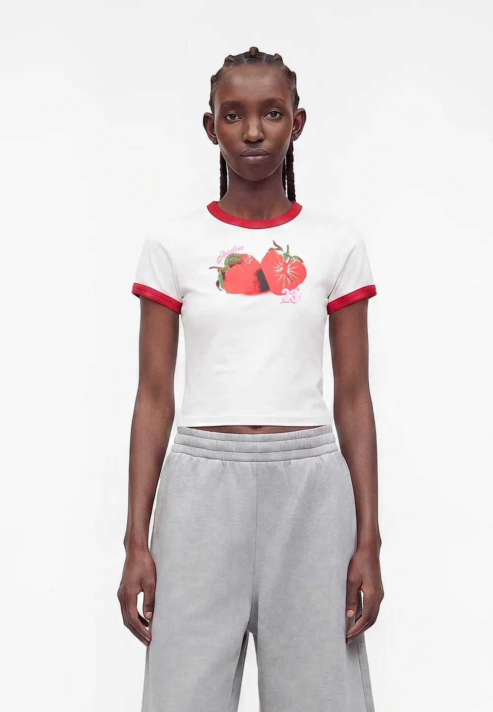 Футболка с принтом «Клубника» Jordan, White/University Red