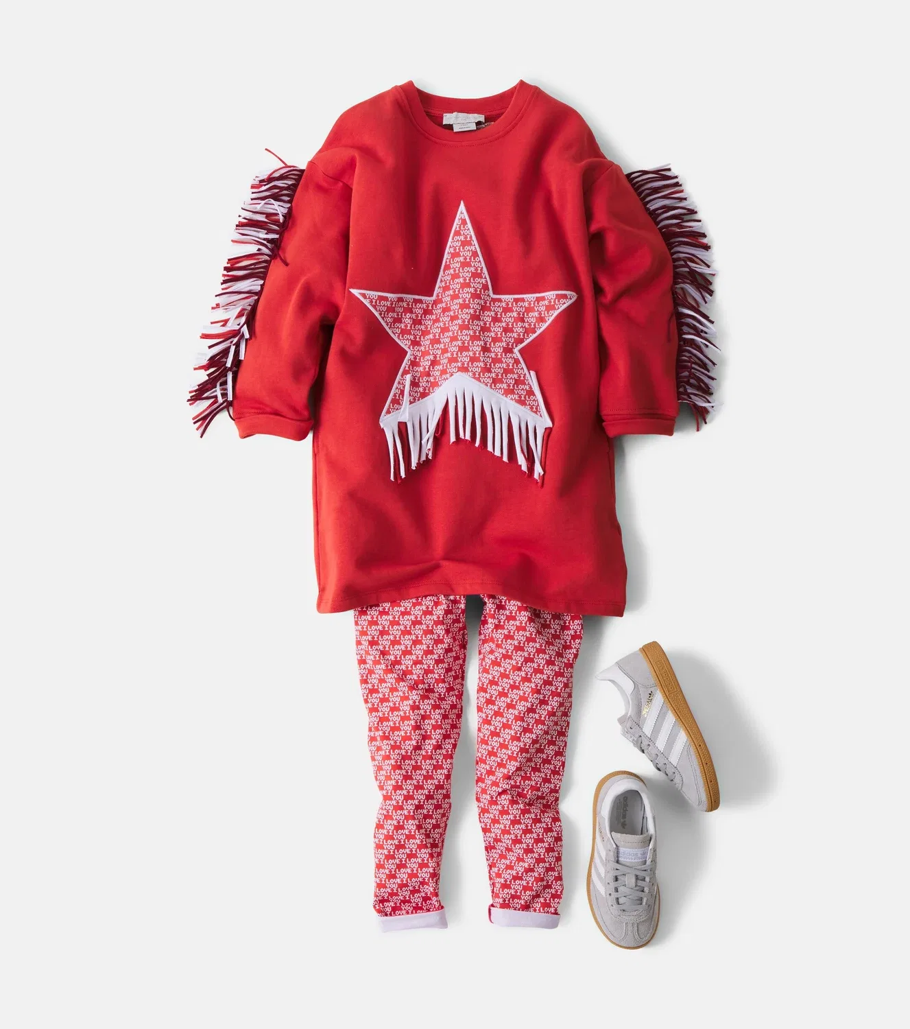 Нарядное платье с принтом и бахромой Stella Mccartney Kids, красный — фото 2