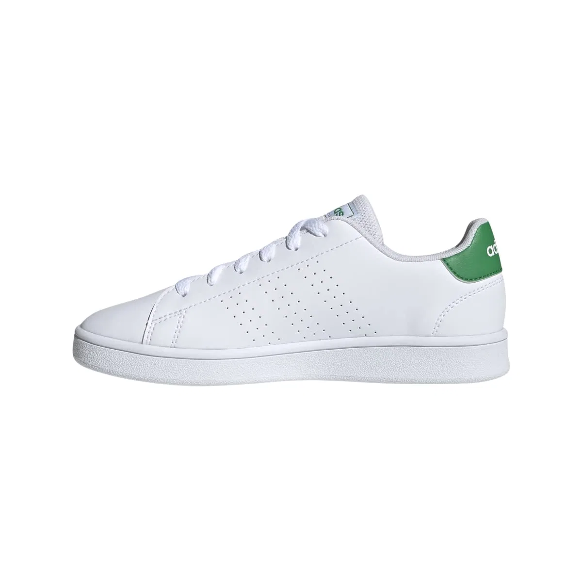 Детские кроссовки с перфорированными полосками Adidas Advantage K, White Ftwr White Legend Ink Cloud White — фото 3