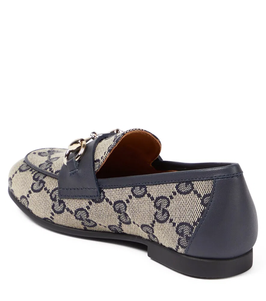 Лоферы Horsebit GG Canvas Gucci Kids, бежевый — фото 3