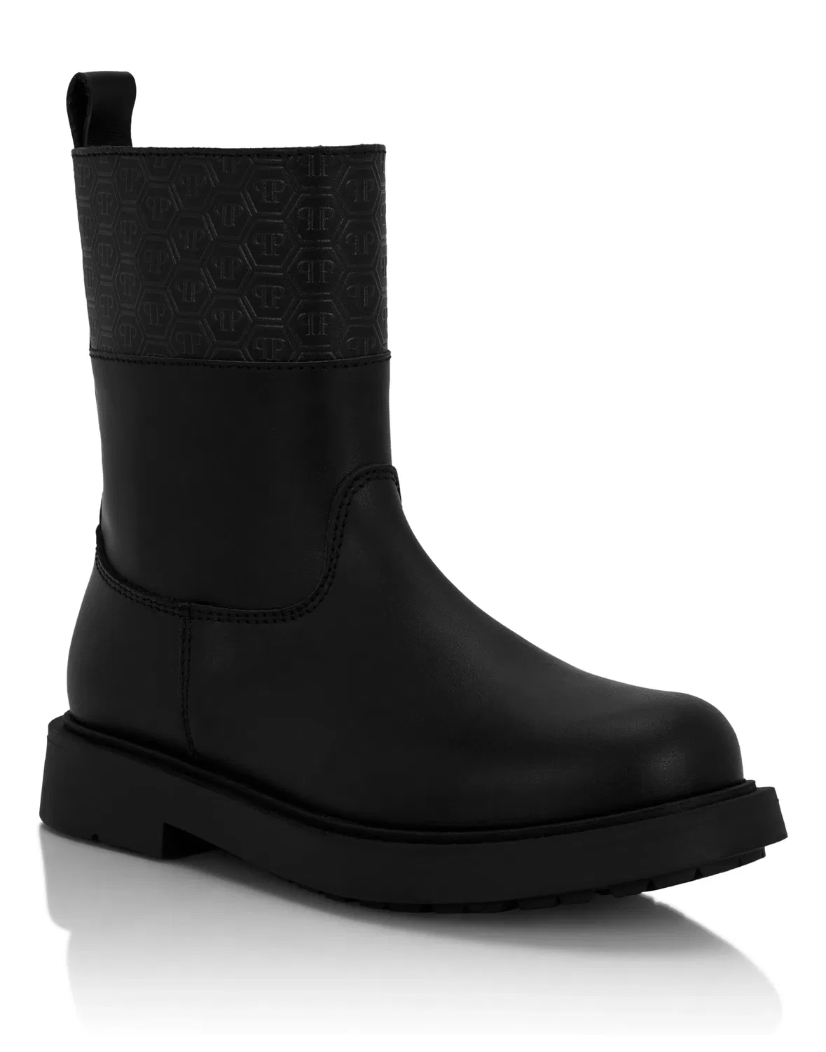 Детские кожаные низкие ботинки Monogram PHILIPP PLEIN, черный