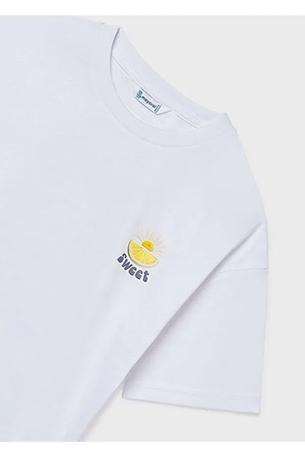 Детская футболка для девочек с принтом Summer Girl's Printed Tshirt Mayoral, White — фото 3