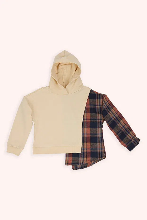 Детские свитшот для девочек с капюшоном Panço, Beige