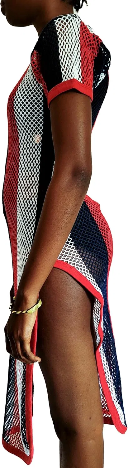 Женское платье-макси с сеткой американа Generic, American Flag(red-white-navy Stripes) — фото 2