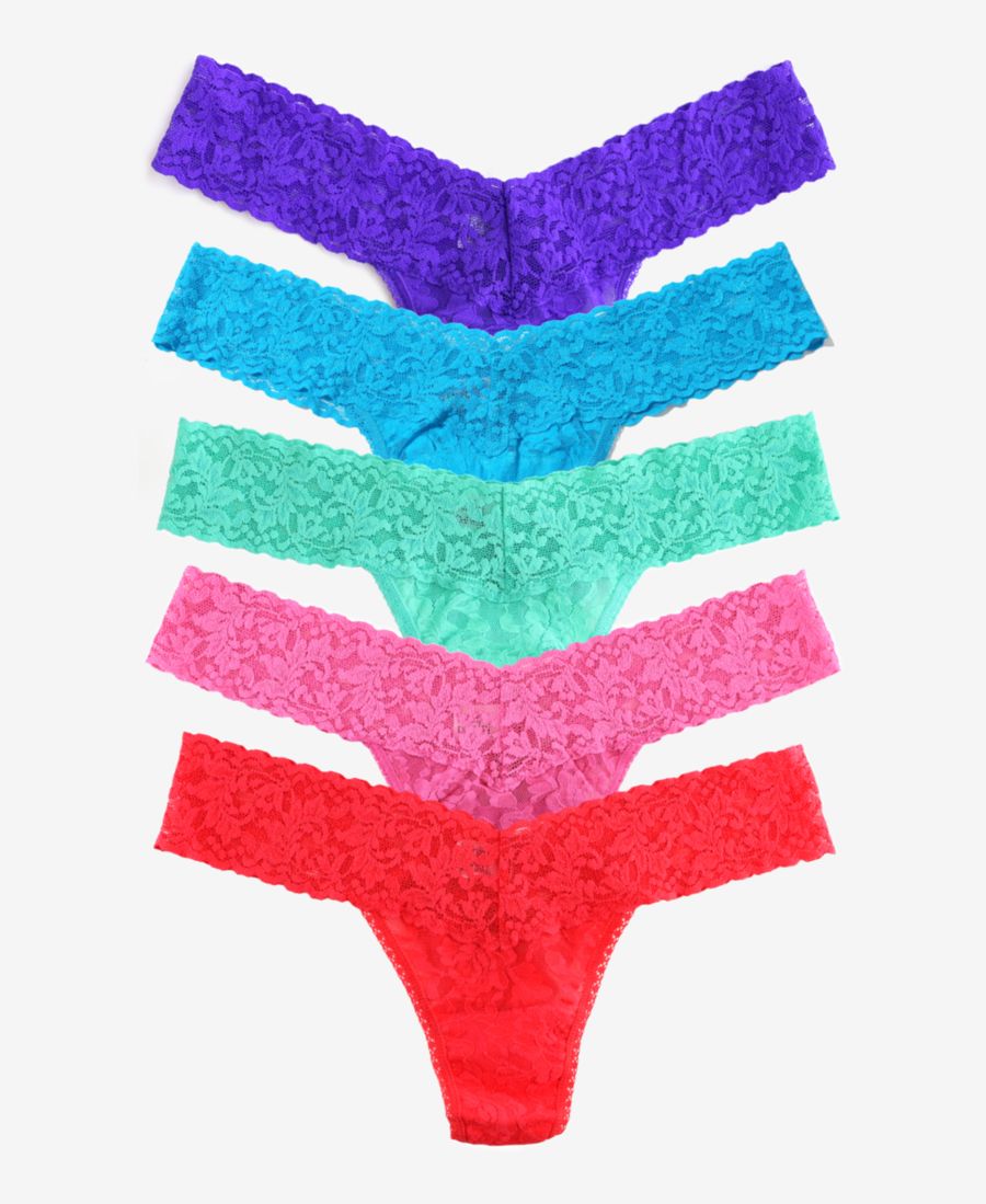 

Женские кружевные трусики-стринги с низкой посадкой, набор из 5 штук Hanky Panky, Royal Purple, Ocean Eyes Blue, Agave Green, Dragonfruit Pink, Deep Sea Cora