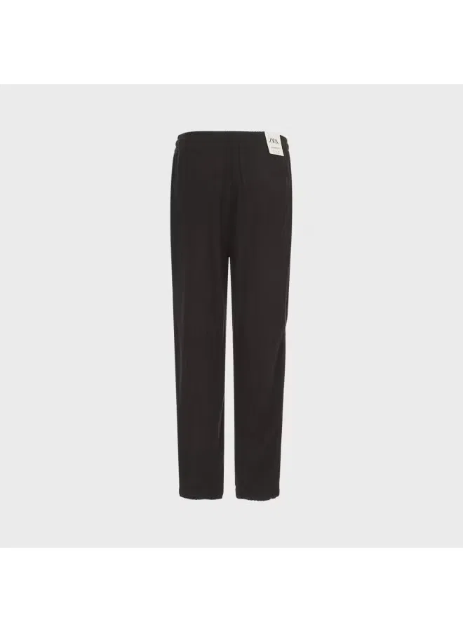 Брюки зауженные из льняной смеси Zara, черный — фото 3