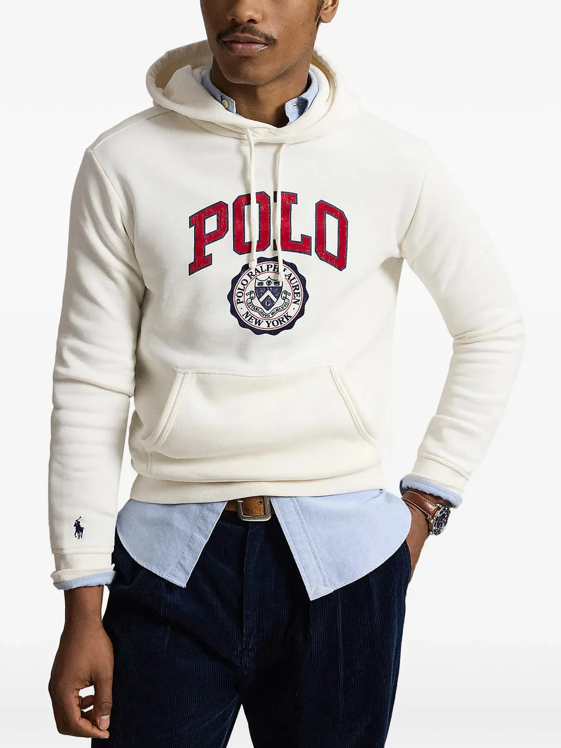 Флисовое худи с логотипом Polo Ralph Lauren, белый — фото 2