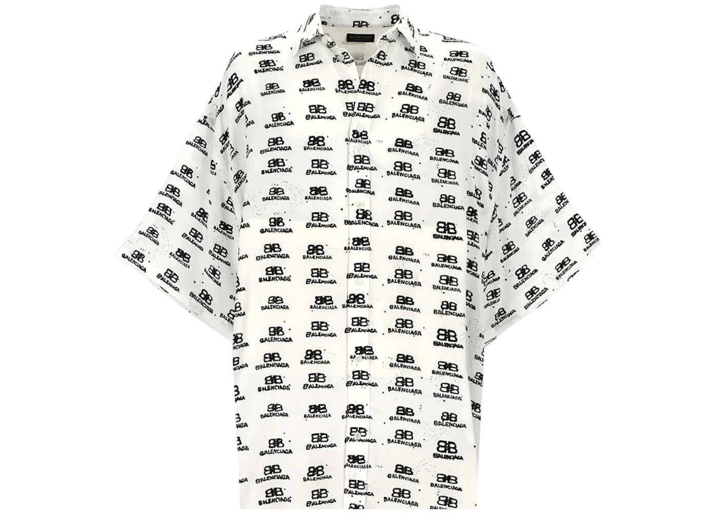 Мужская рубашка оверсайз с принтом BB Icon Balenciaga, White/Black
