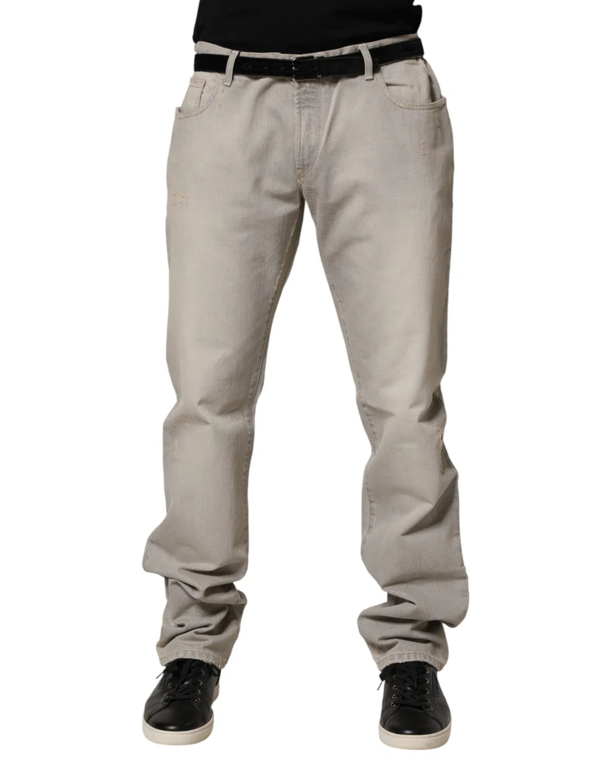 Мужские джинсы прямого кроя с логотипом Dolce & Gabbana, Light Gray — фото 2