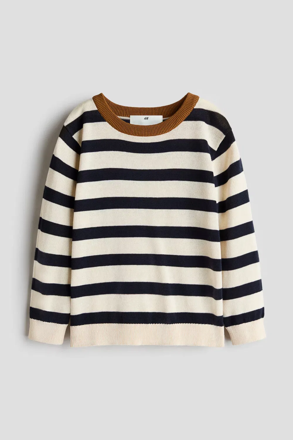 Хлопковый свитер H&M, Cremefarben/Gestreift