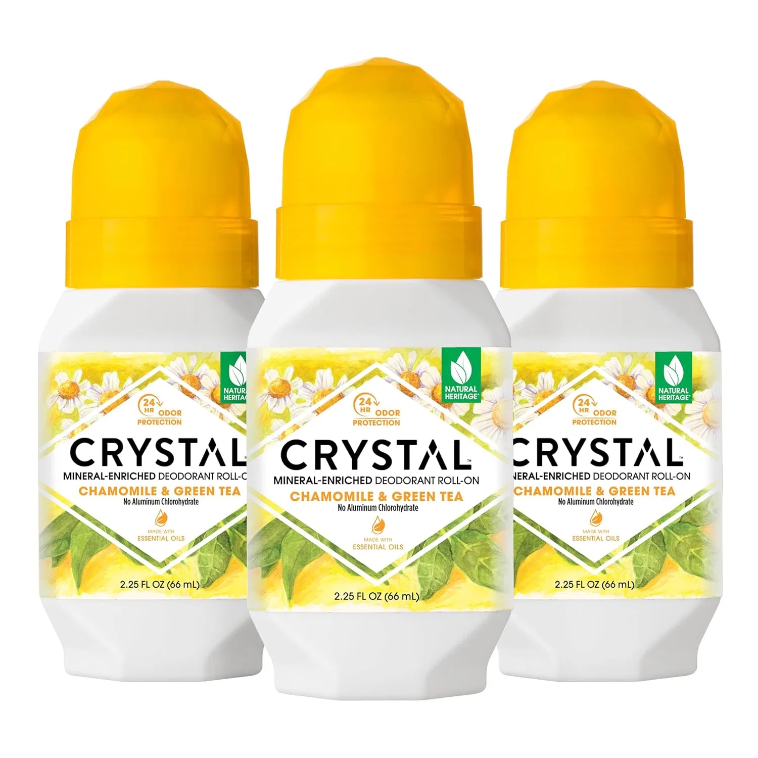 Дезодорант роликовый Crystal Essence Chamomile/Green Tea, 3 шт, 191.3 г