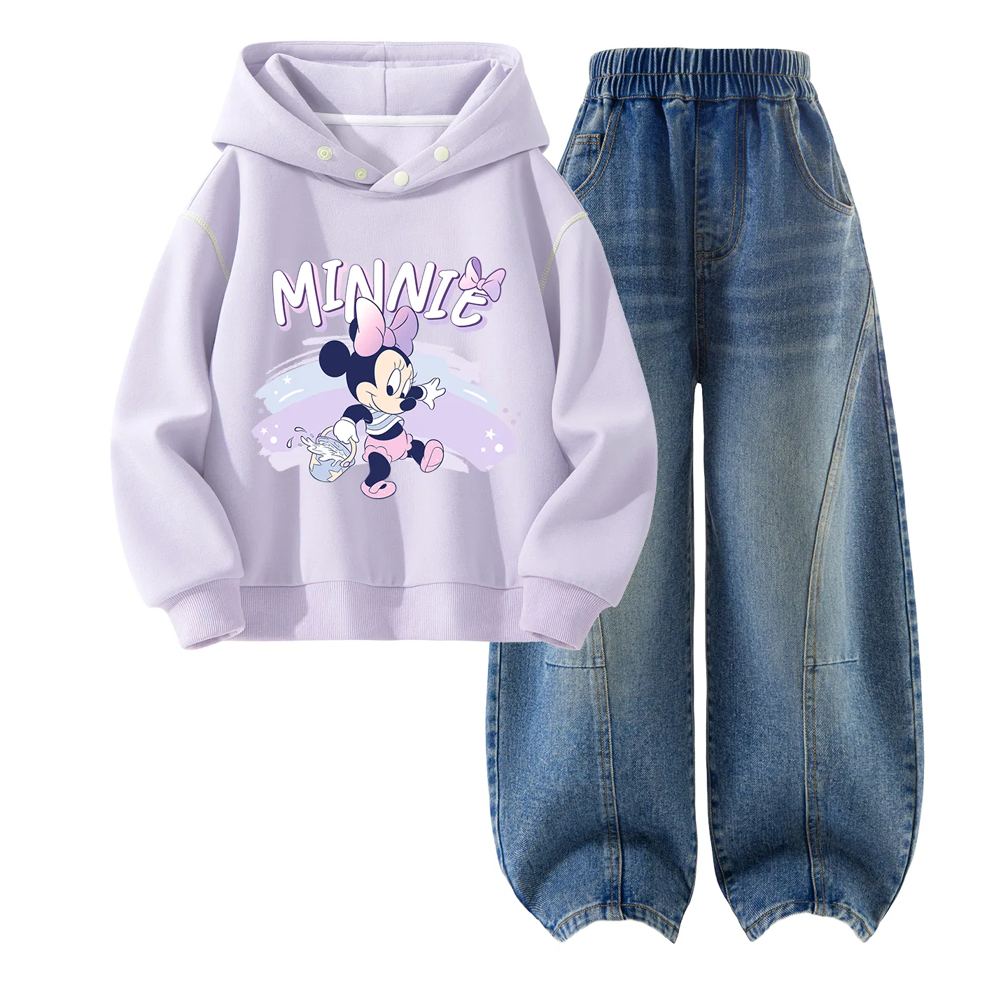Детский спортивный комплект с капюшоном, из футера, Disney, Taro Purple+Denim Blue