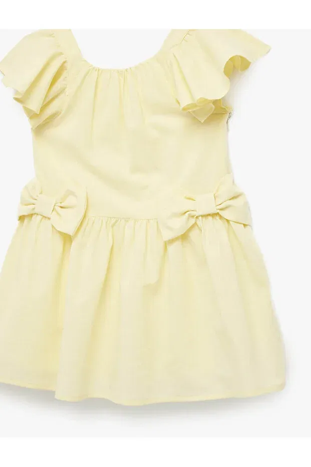 Детское платье для девочек хлопковое Flared mini yellow baby girl dress 6smg80040aw Koton, Yellow — фото 3