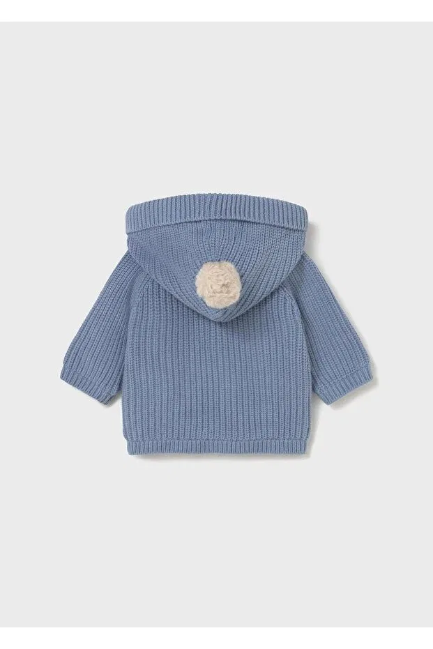 Детский кардиган для мальчиков с капюшоном Newborn baby boy fur lined knitwear cardigan Mayoral, Blue — фото 2