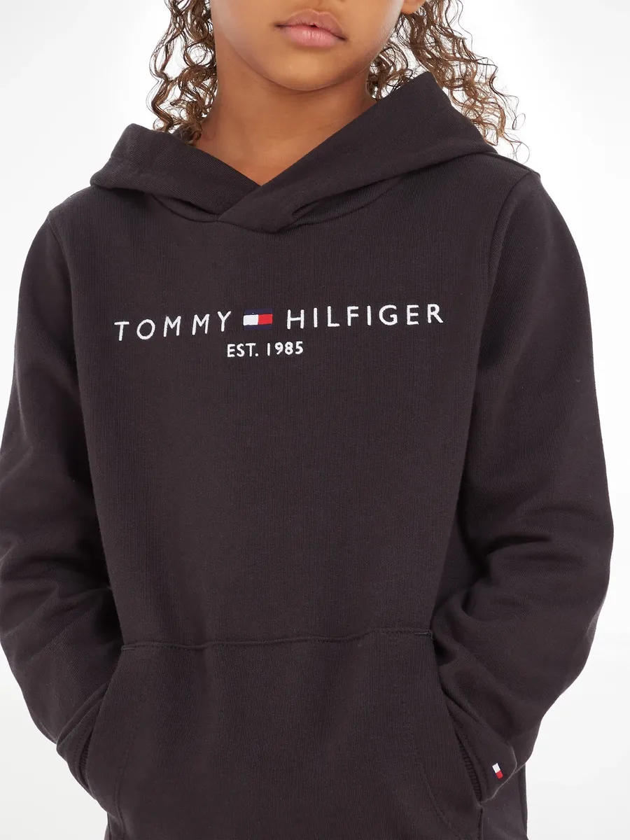 Толстовка с капюшоном Tommy Hilfiger "ESSENTIAL HOODIE", детская Kids Junior MiniMe, для мальчиков и девочек, черный — фото 3