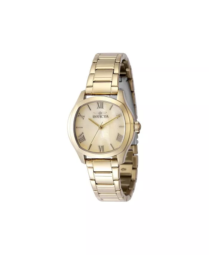 

Женские часы 48235 Wildflower Quartz с золотым циферблатом и тремя стрелками Invicta