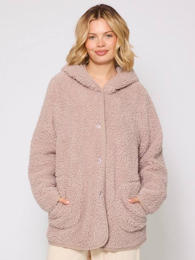 

Борг кардиган с капюшоном и пуговицами Loungeable, Mink