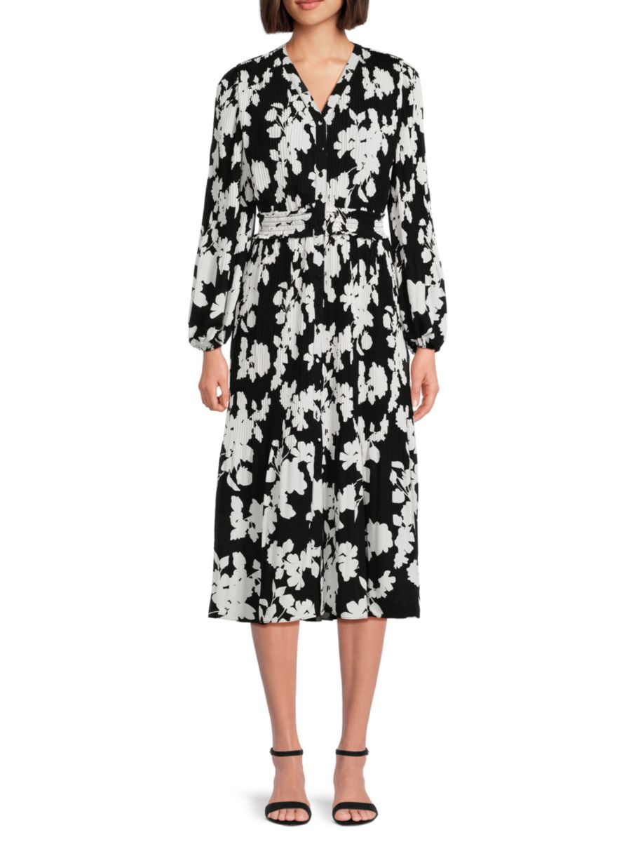 

Платье-рубашка миди с плиссировкой Saks Fifth Avenue, черный