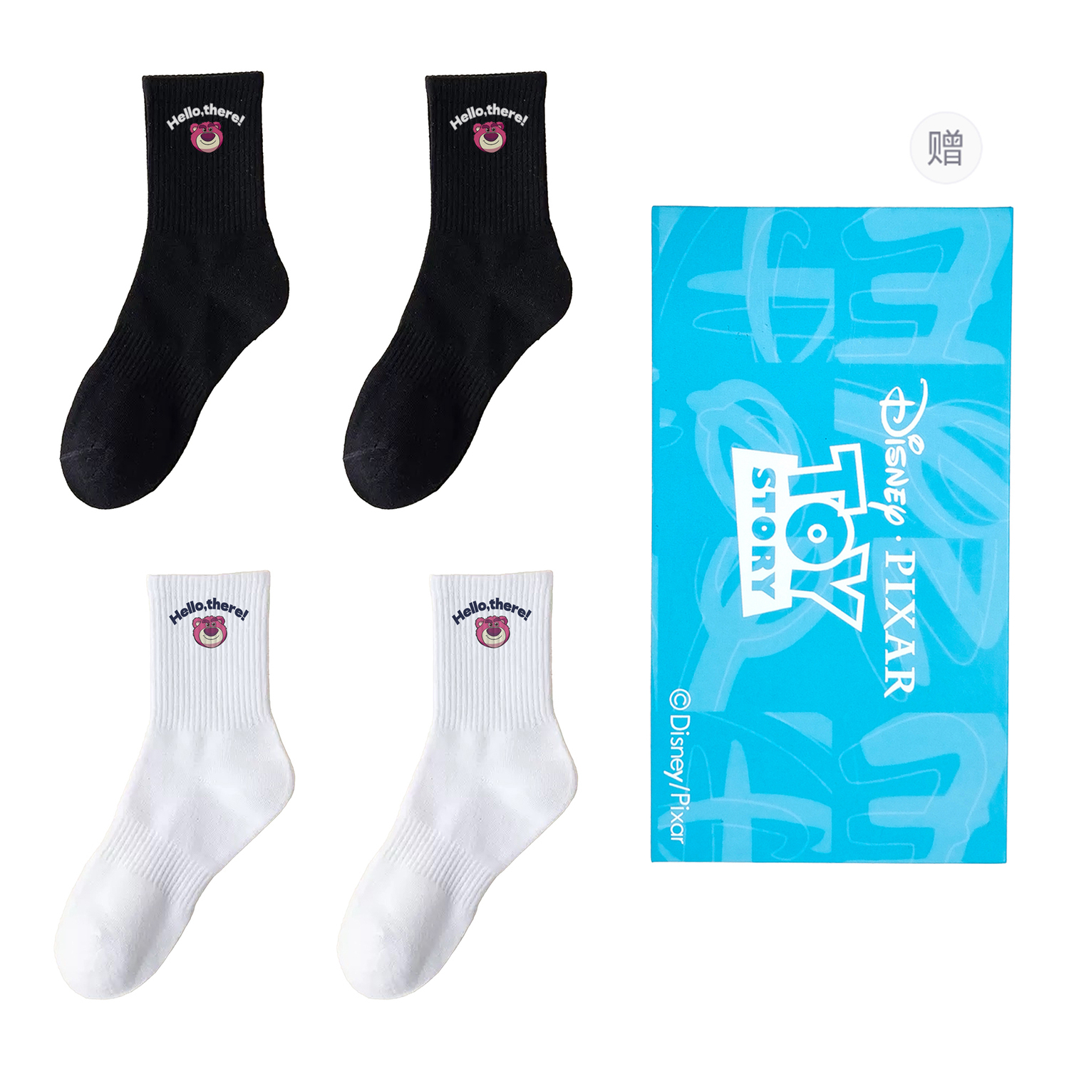 

Носочки до колена унисекс шоппер 4 шт Disney, белый/черный