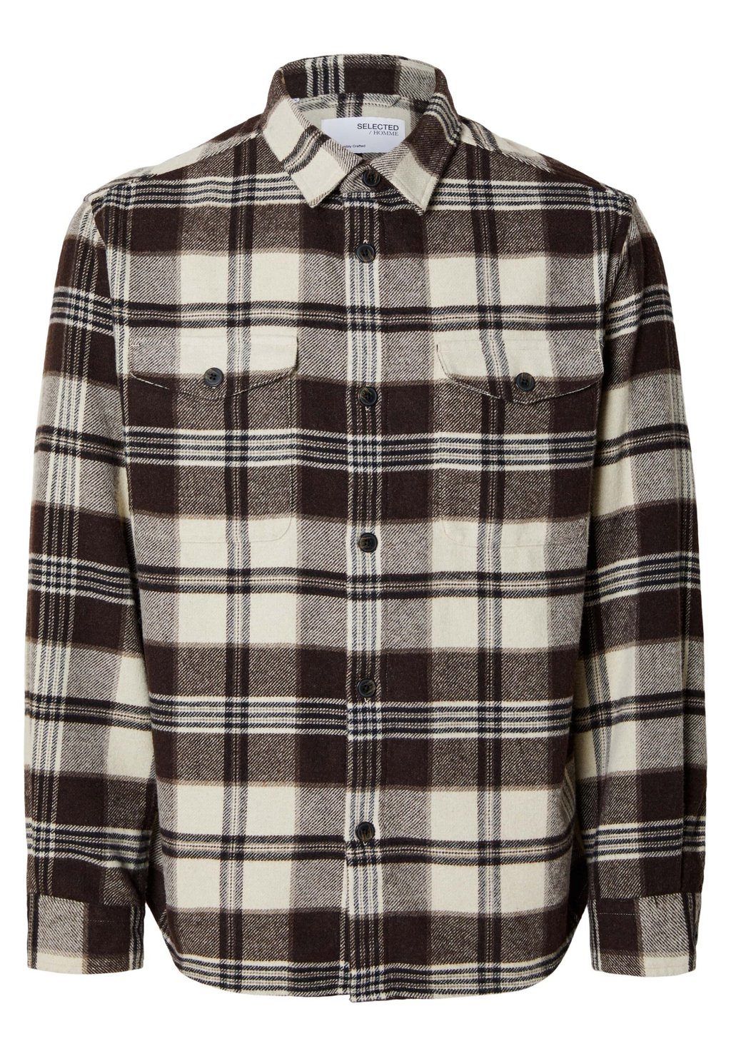 

Рубашка SLHLOOSEPABLO CHECK OVER Selected Homme, бежевый