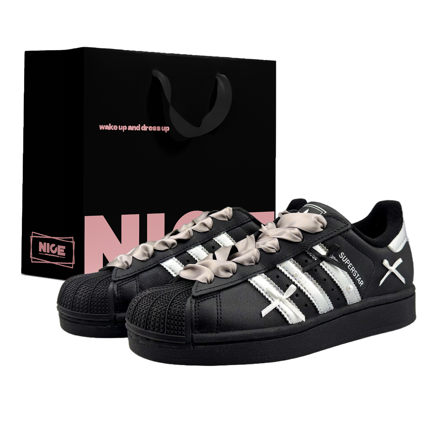 

Superstar 2 Seashell Pearl устойчивые к истиранию низкие детские скейтбординг кроссовки для подростков Adidas Originals, черный