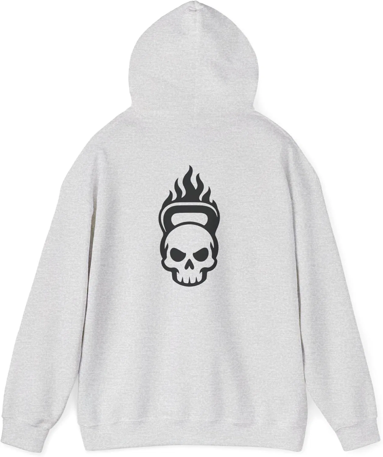 Толстовка с капюшоном Skull Flame, унисекс худи, свитшот с принтом, повседневная одежда, стритвир, уникальный айтем GENERIC, Ash — фото 2