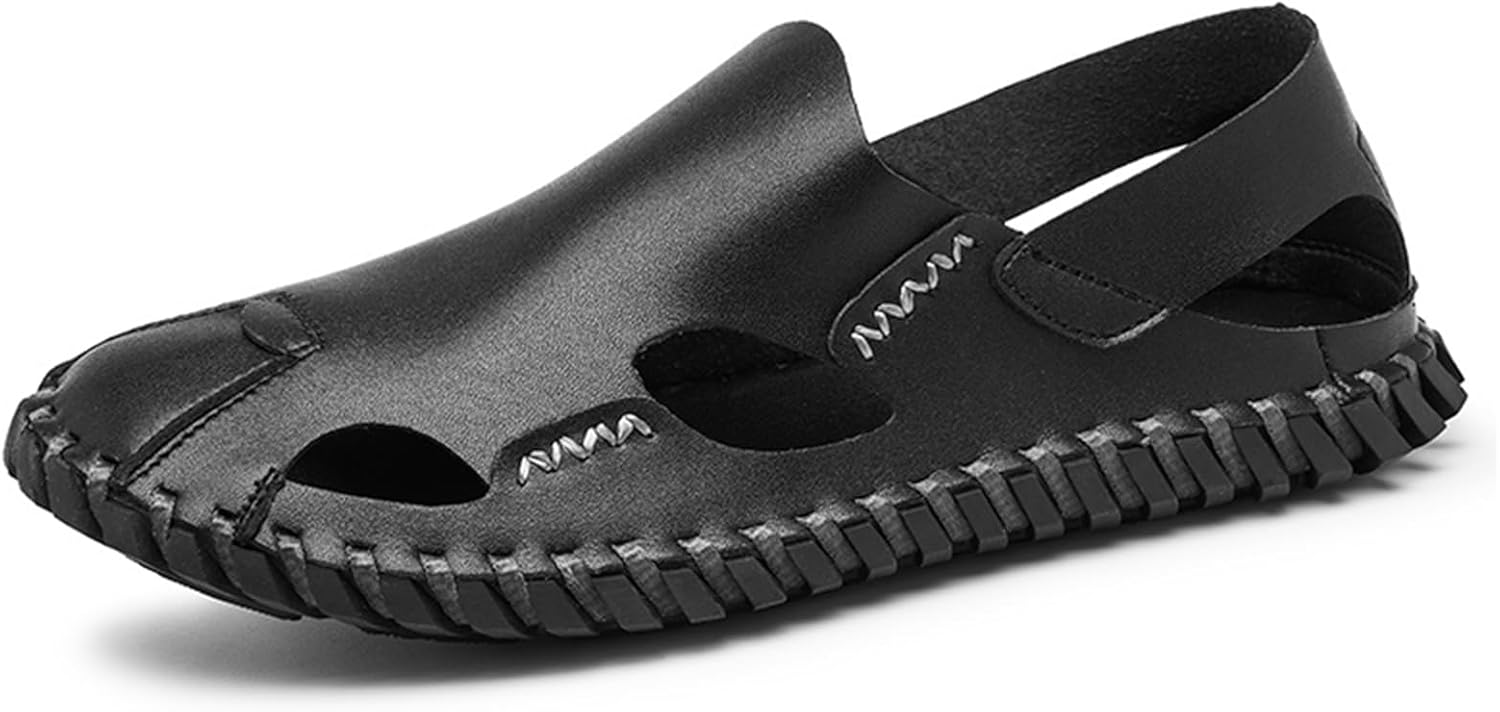 

Мужские кожаные сандалии Abborora ручной работы, летние, мягкие и удобные, для отдыха на природе, рыбалки и пляжа, черный