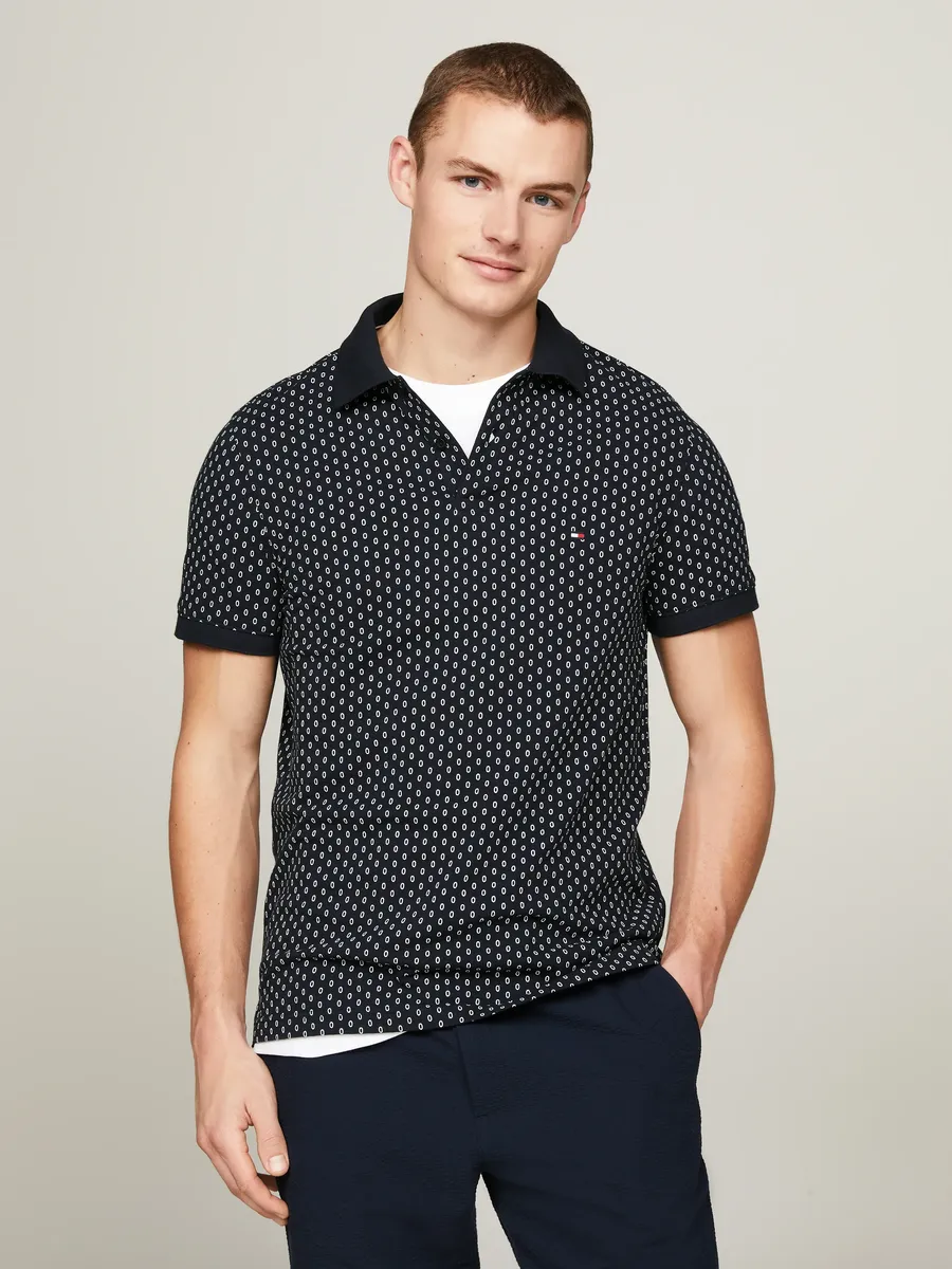 

Рубашка-поло Tommy Hilfiger "MICRO PRINT SLIM POLO", цвет Desert Sky