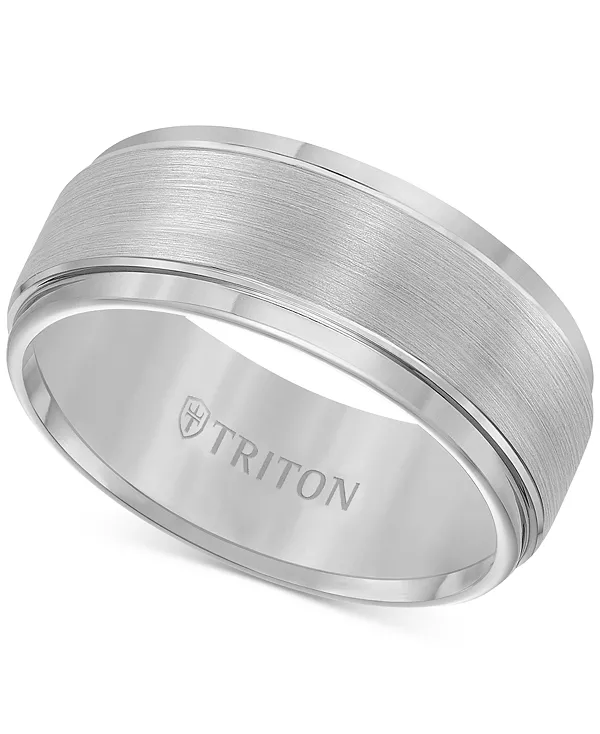 

Мужское кольцо, обручальное кольцо из карбида вольфрама, удобная посадка, ширина 9 мм Triton, tungsten