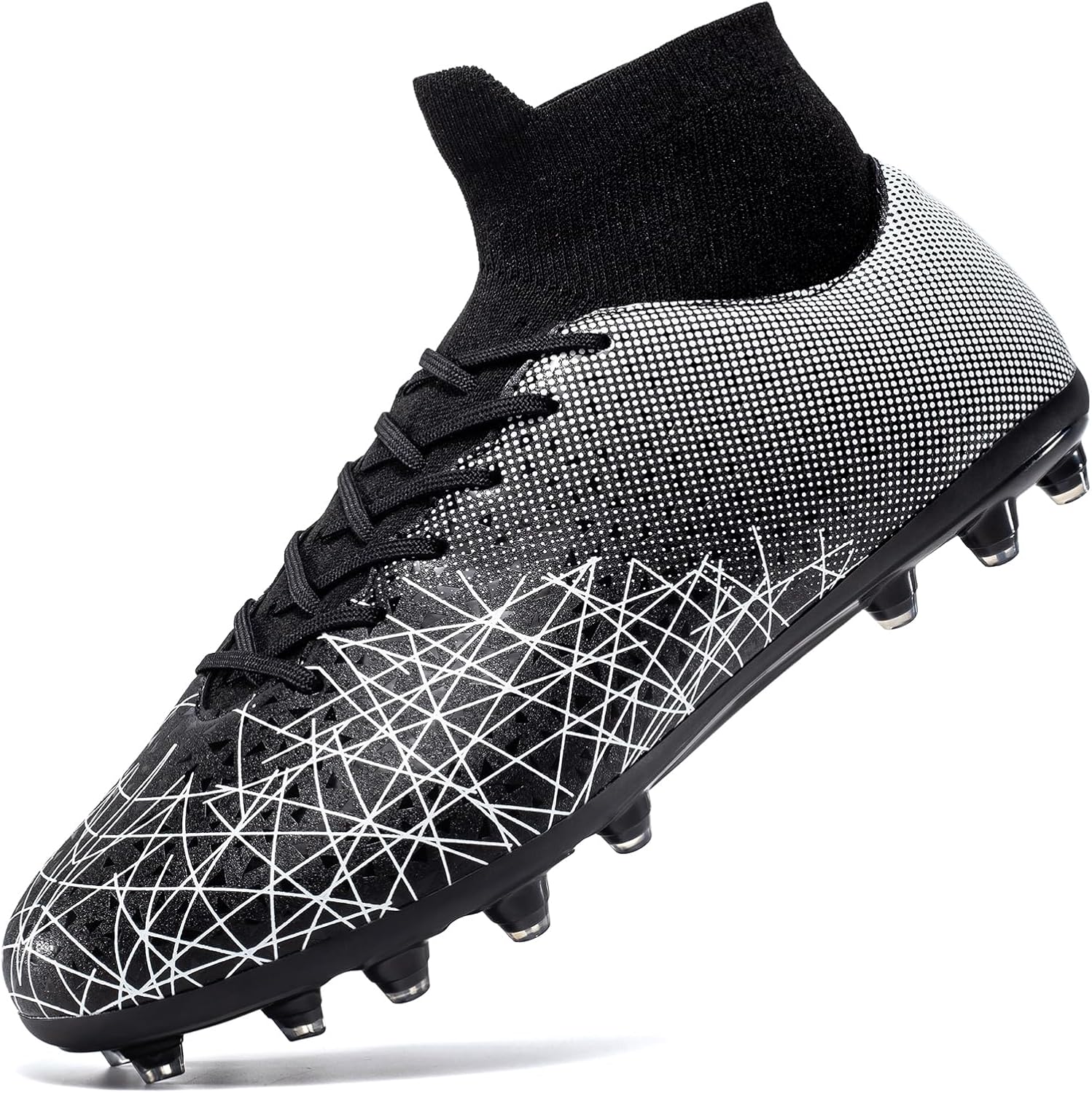 

Детские футбольные бутсы с высоким голенищем для тренировок, спортивная обувь для футбола для мальчиков и девочек, для улицы Eoecoioui, черный