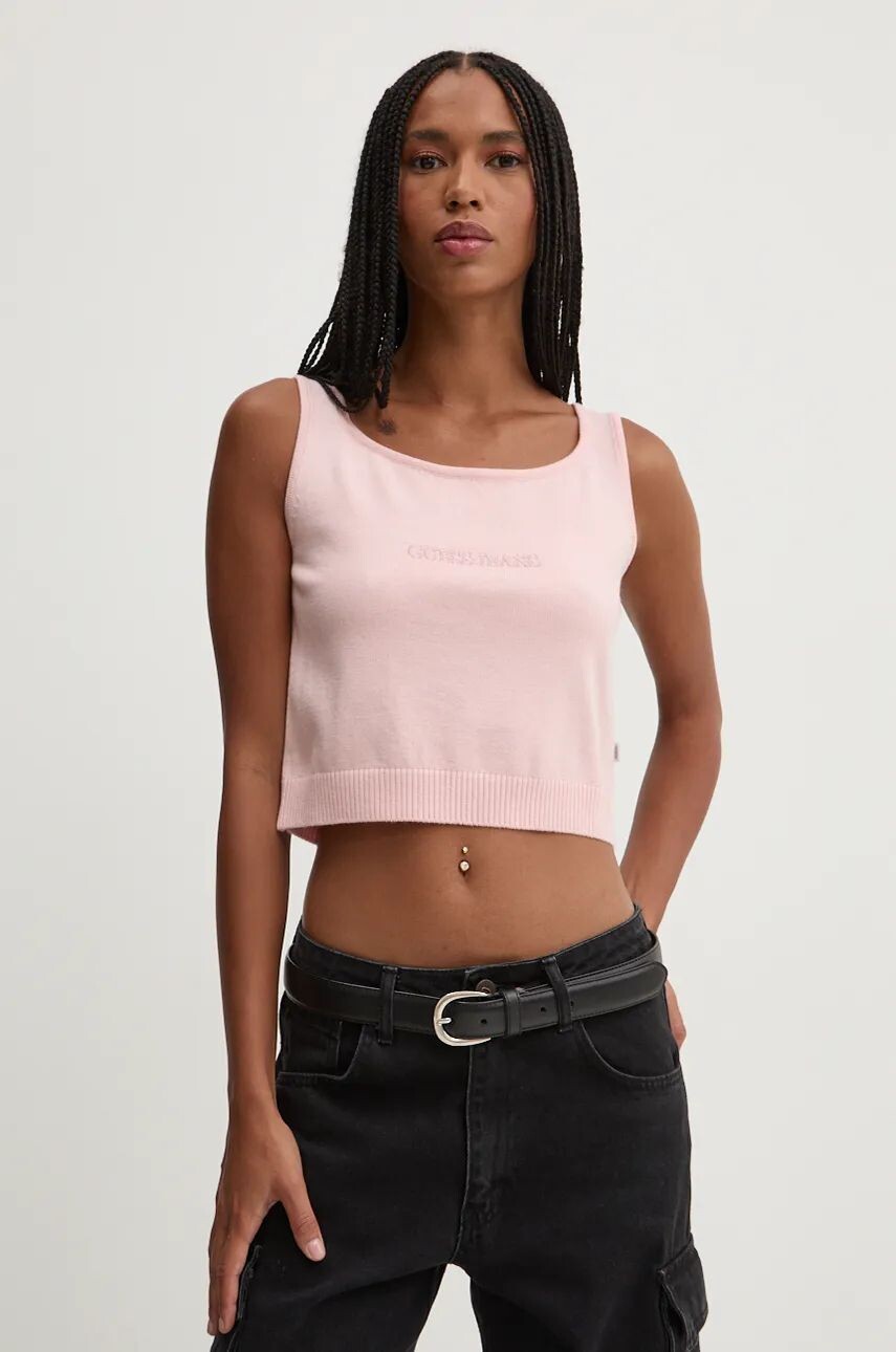 

Топ Guess Jeans с добавлением шелка, розовый