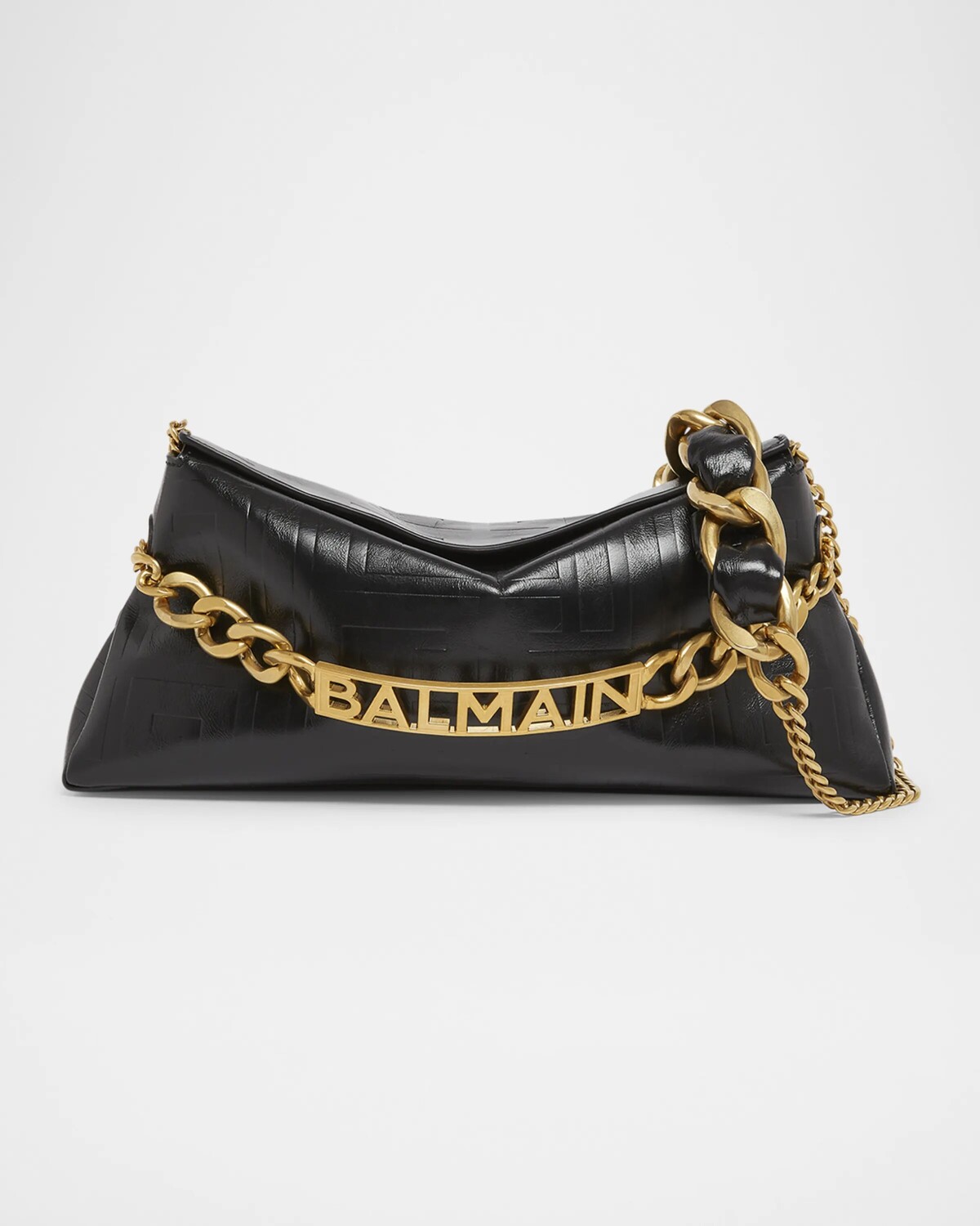 

Сумка через плечо 1945 Pouch из мятой кожи с тиснением PB Balmain, цвет Noir
