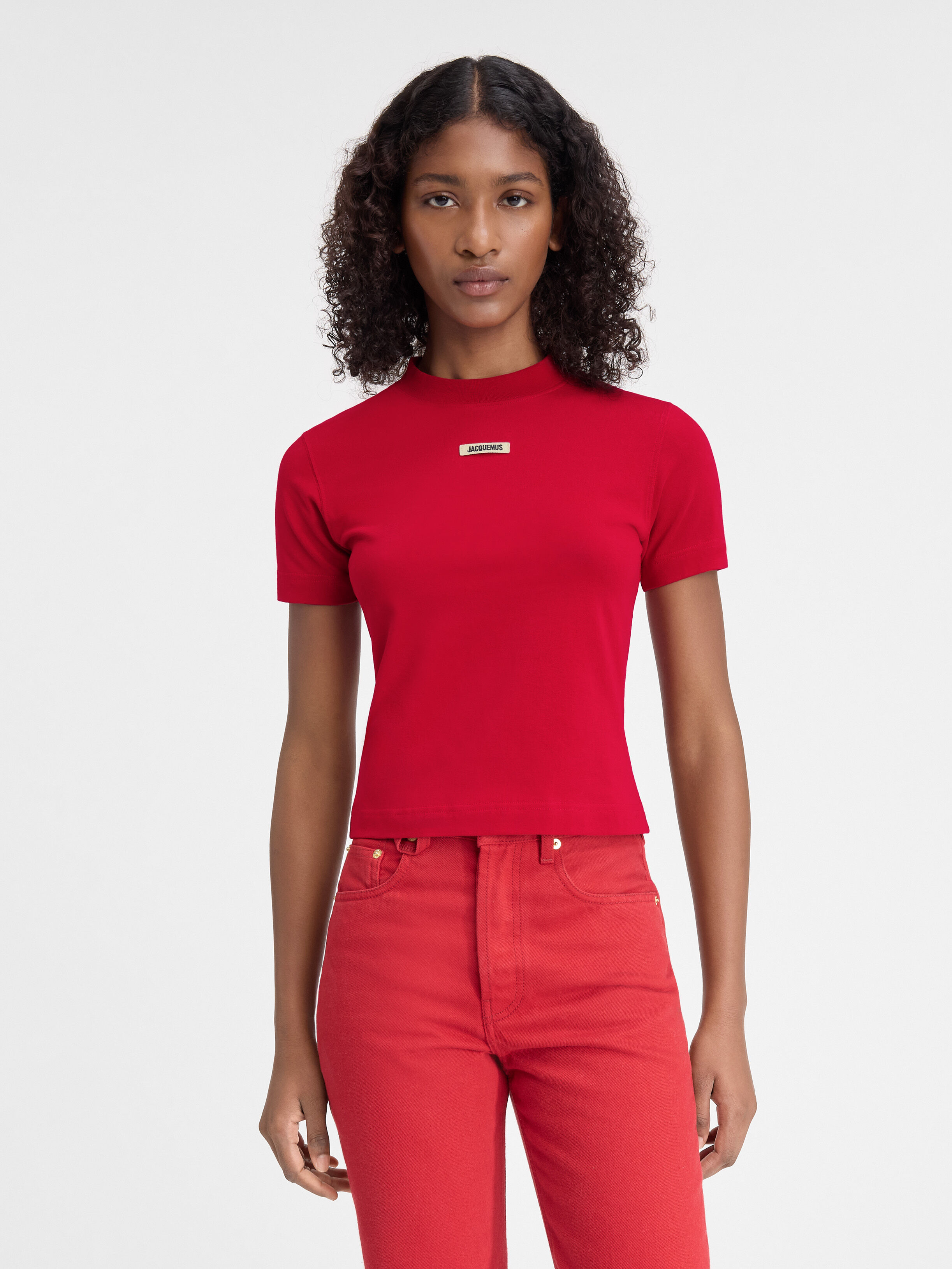

Футболка с логотипом Grosgrain JACQUEMUS The Gros Grain t-shirt, темно-красный