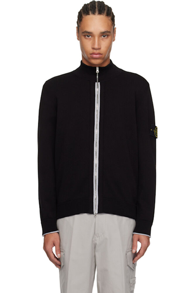 

Черный мягкий кардиган из органического хлопка Stone Island