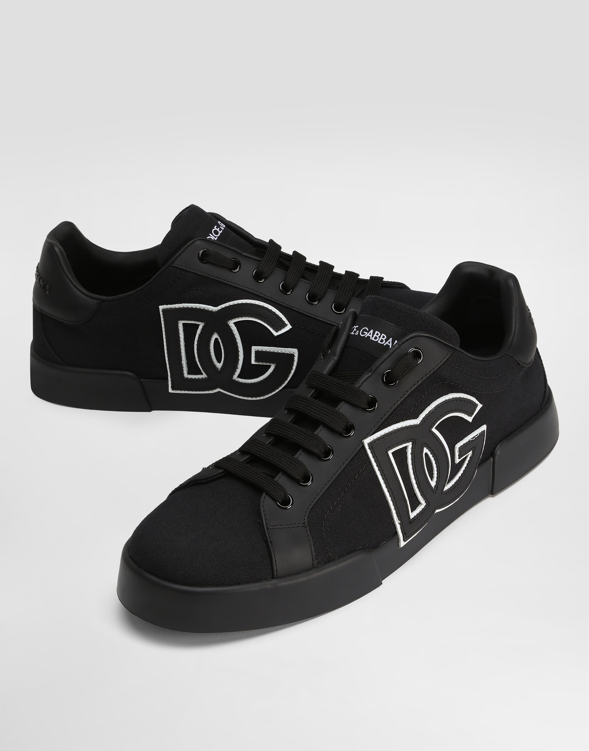 Кеды portofino light strobel из ткани и телячьей кожи Dolce & Gabbana, черный — фото 4