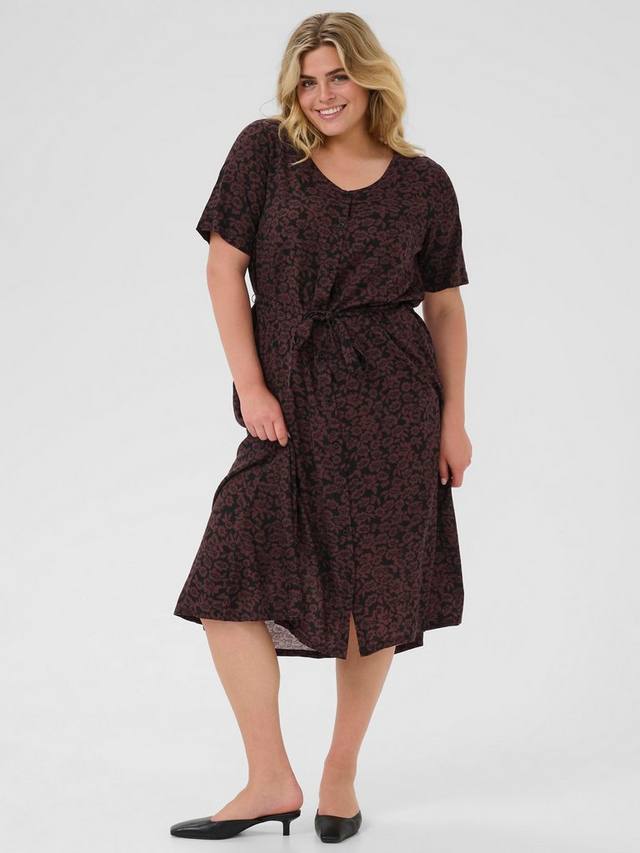 

KCbella цветочное платье миди с V-образным вырезом, приталенное и расклешенное KAFFE Curve