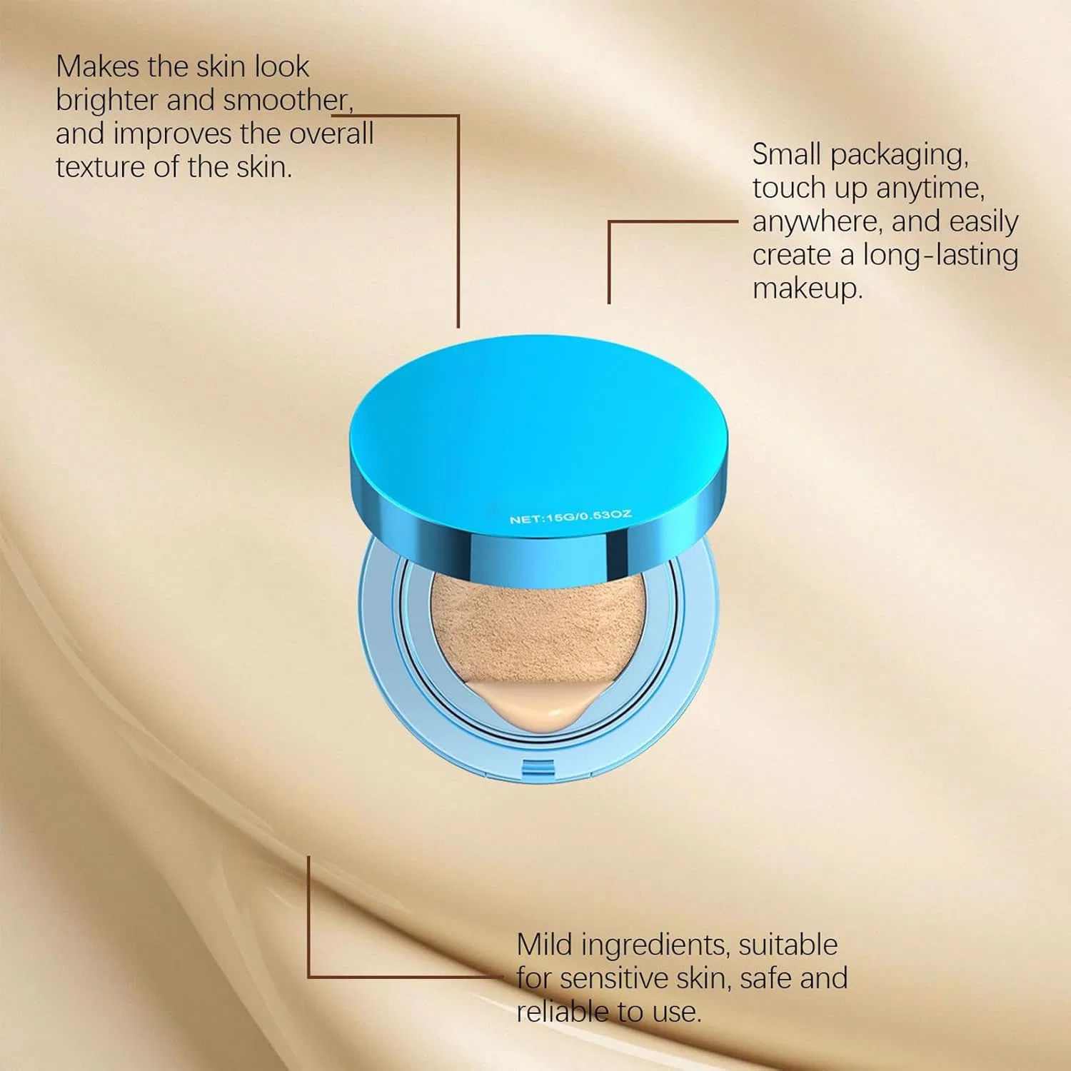 Тональное средство Air Cushion Makeup, матовое, No brand, 1 шт, цвет слоновая кость — фото 2