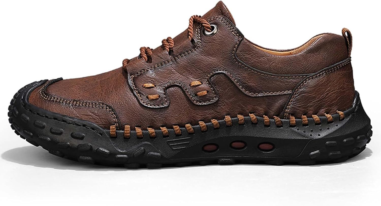 

Мужские кожаные повседневные походные туфли, модные удобные нескользящие низкие кеды для мужчин, мягкие легкие деловые мокасины для вождения и прогулок Generic, темно-коричневый