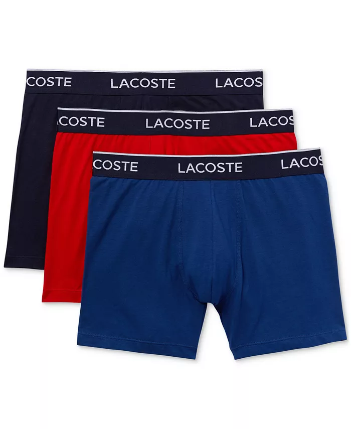 

Мужские боксеры с логотипом на резинке, 3 штуки, классическая посадка Lacoste, синий