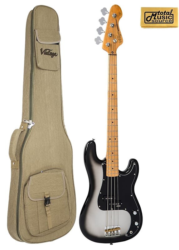 

Басс гитара Vintage Guitars V4 Bass Guitar - Silver burst, V4SVR W/ Gig Bag