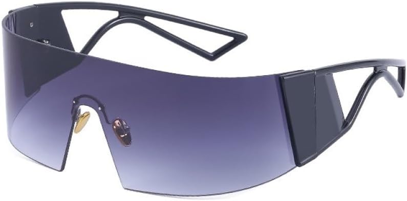 

Большие спортивные солнцезащитные очки без оправы для женщин, защитные очки с обтекаемой формой для мужчин, цельные ветрозащитные солнцезащитные очки UOVSAW, C2 Double Gray