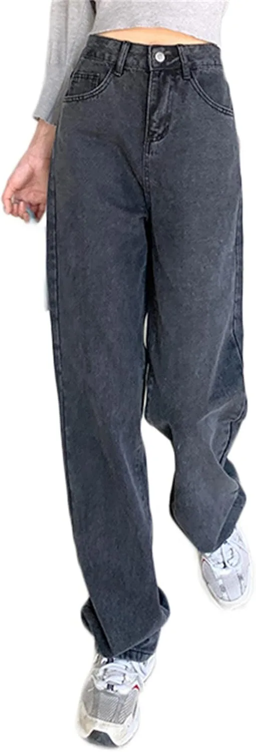 

Andongnywell Женские брюки джинсы 90s Boyfriend High Waisted Wide Leg