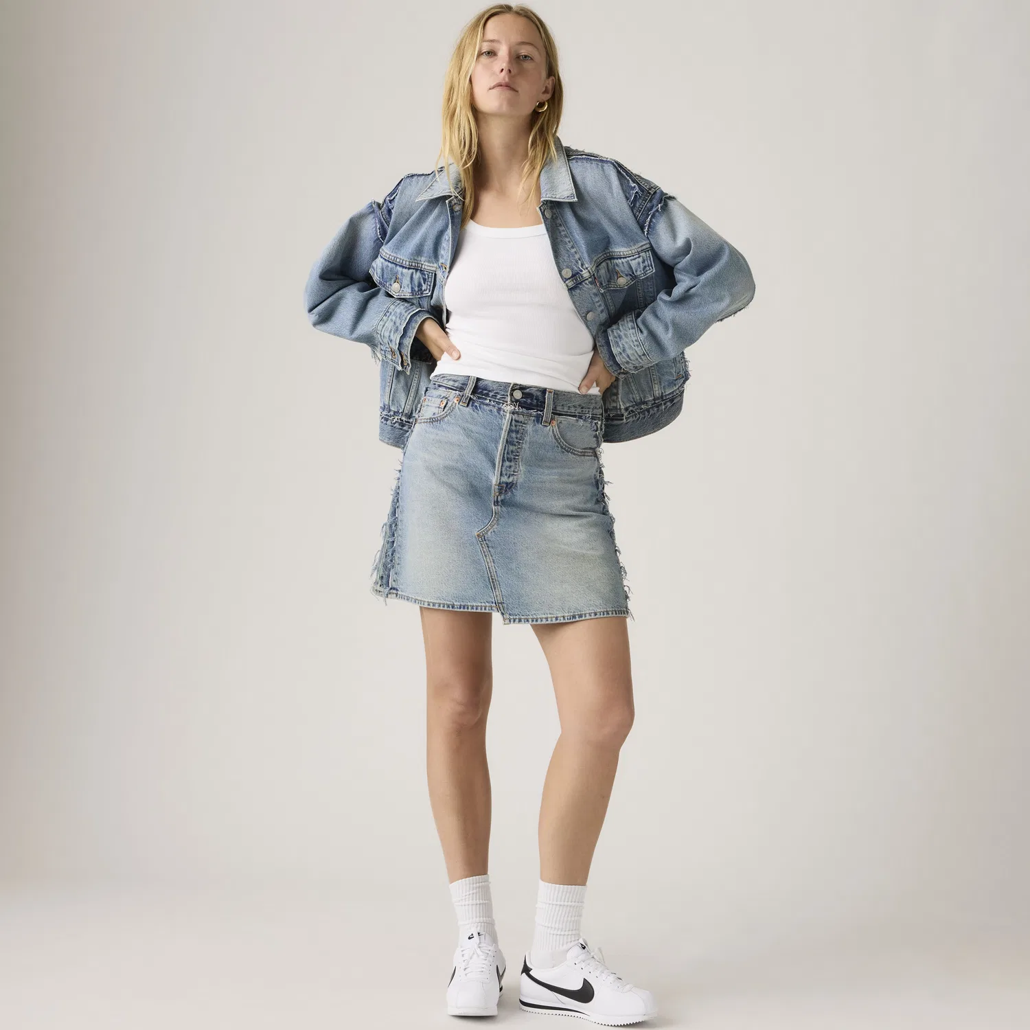 Юбка с деконструированным краем Levi's, Medium Wash